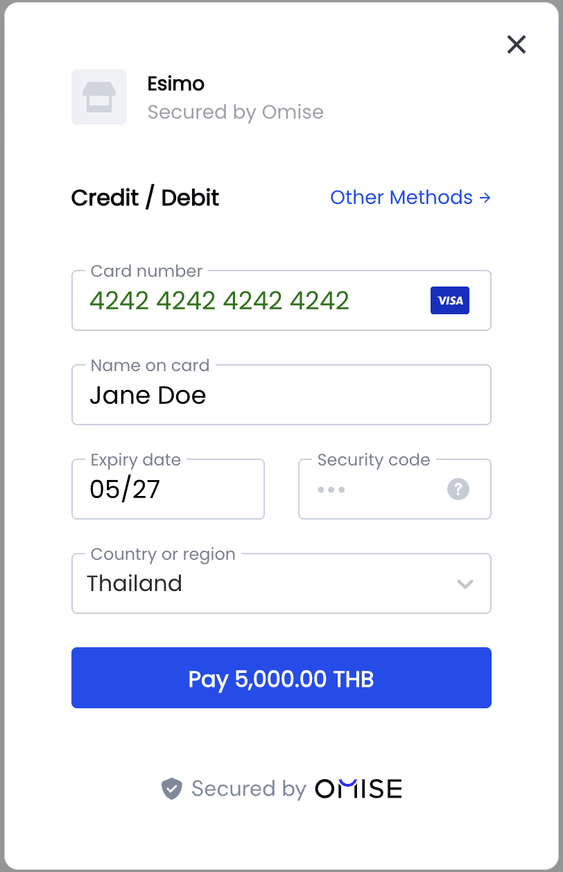 クレジットカード決済フォームの例