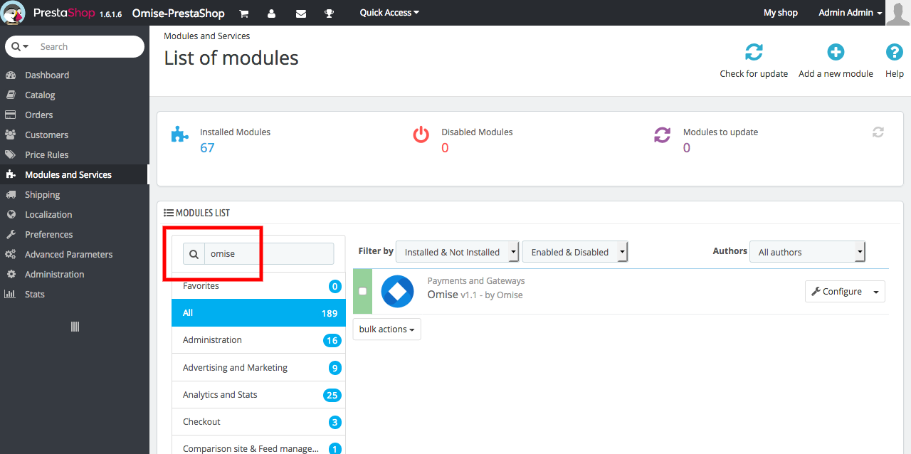 検索結果に Omise を表示
